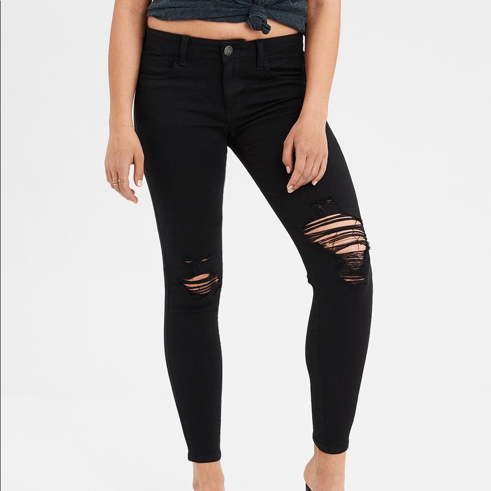 AE black distressed jeans